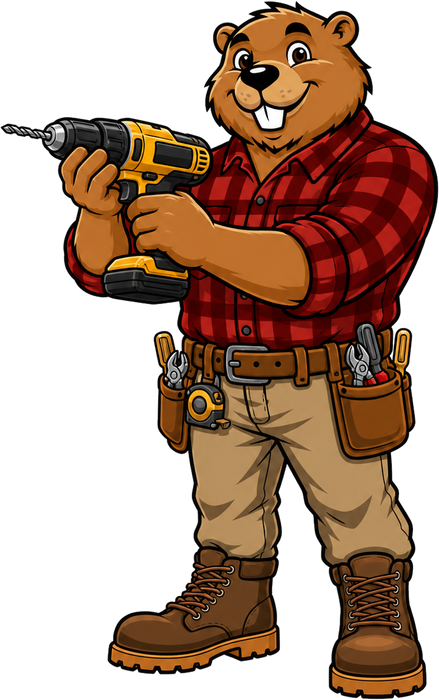 Bucktooth handyman mascot